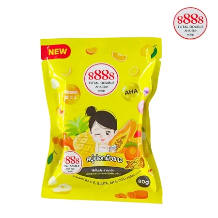8888 Total Double AHA Soap X20 – 80g صابونة 8888 بالفواكه و AHA لتفتيح وتقشير الجسم