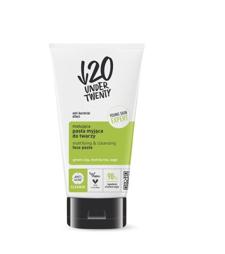 Under Twenty Anti! Acne Mattifying Face Cleansing Paste- معجون تنظيف الوجه المُطفأ اللمعة، مضاد لحب الشباب، اندرتوينتي.