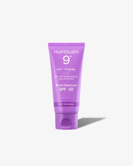 واقي الشمس سوبر ديفينس جلو +NAD الحيوي لإشراقة وحماية البشرة SPF50+ PA++++  :  Numbuzin No.9 NAD+BIO Super Defense Glow Sunscreen SPF50+ PA++++